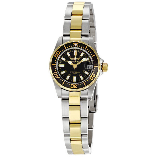 Invicta Sapphire Diver  Black Dial Two-tone Ladies Watch #7063 - Watches of America