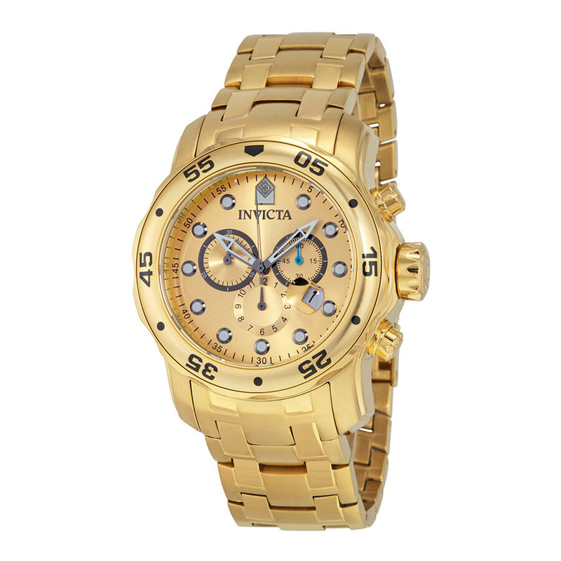 Invicta Scuba Pro Diver Chronograph Gold Dial Gold-tone Men's Watch #0074 - Watches of America