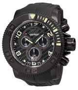 Invicta Sea Hunter Black Carbon Fiber Dial Black PVD Rubber Chronograph Men's Watch #0414 - Watches of America