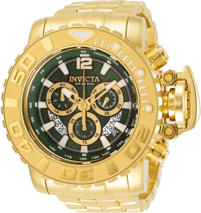 Invicta Sea Hunter Chronograph Quartz Green Dial Men's Watch #31427 - Watches of America