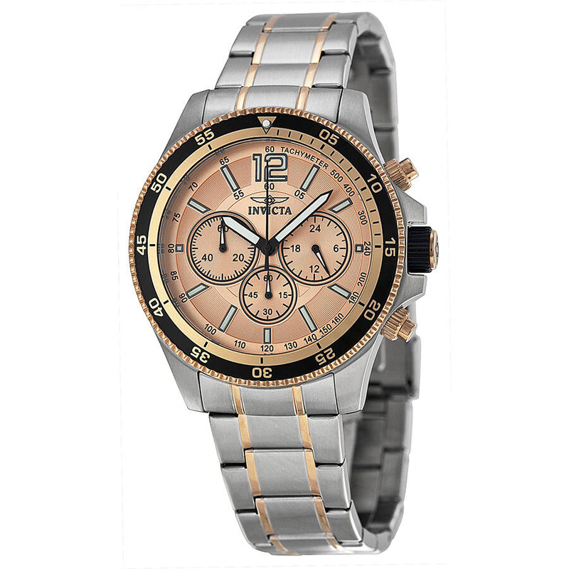 Invicta Specialty Chronograph Quartz Rose Dial Two-tone Men's Watch #13977 - Watches of America