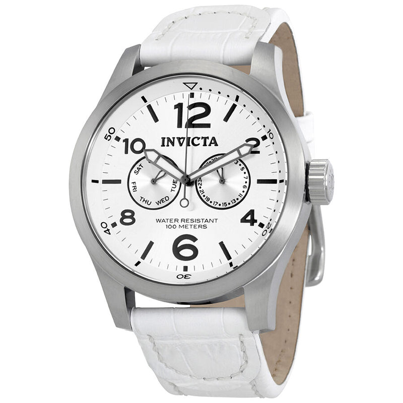 Invicta Specialty Silver Dial White Leather Men's Watch #12170 - Watches of America