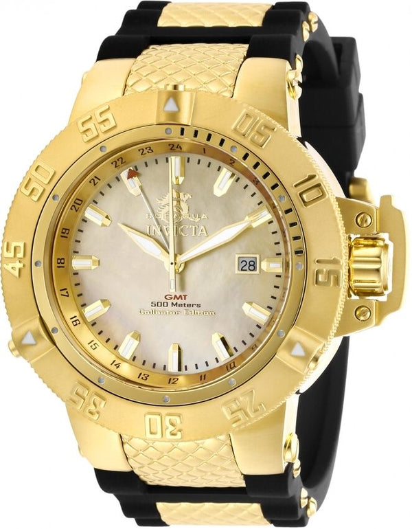 Invicta Subaqua Quartz Gold Dial Black Silicone Men's Watch #29616 - Watches of America