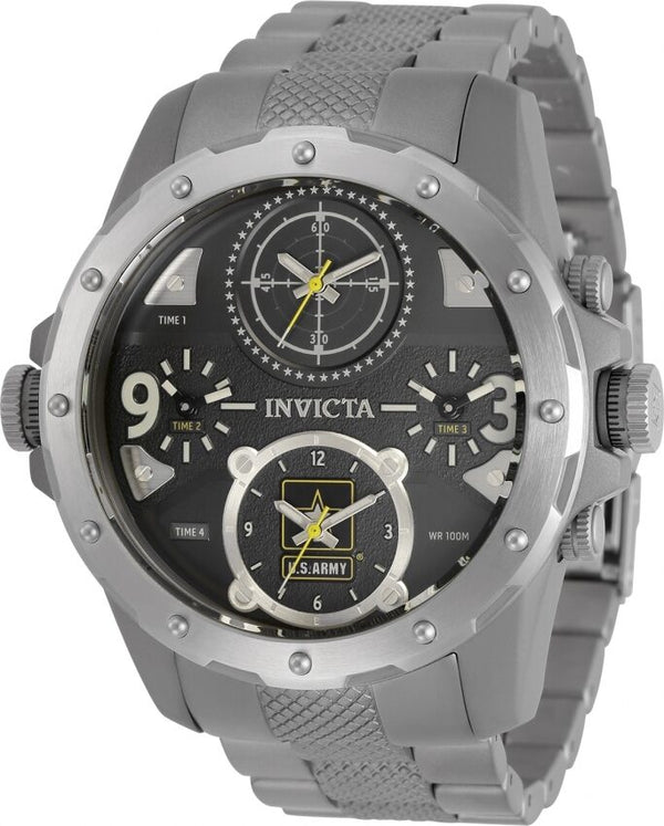 Invicta U.S. Army Quartz Black Four Time Zone Dial Men's Watch #31970 - Watches of America