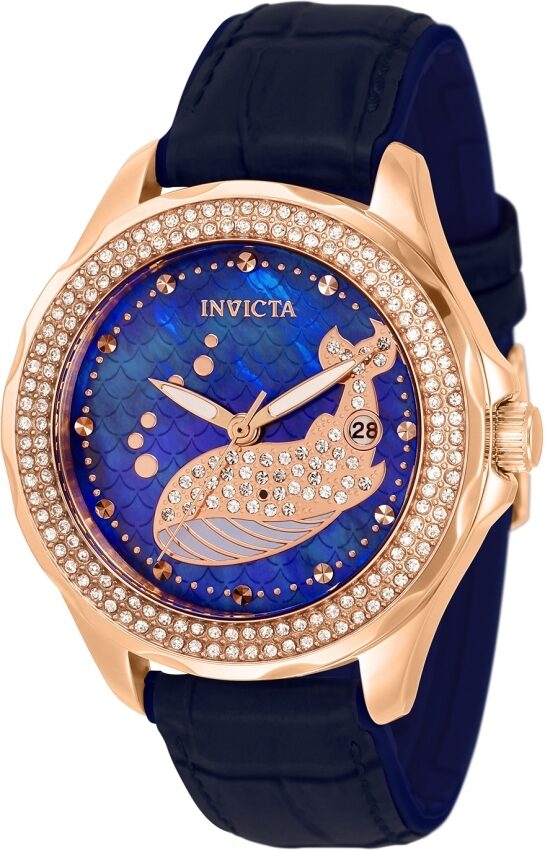 Invicta Wildflower Whale Quartz Crystal Blue Dial Ladies Watch #32671 - Watches of America