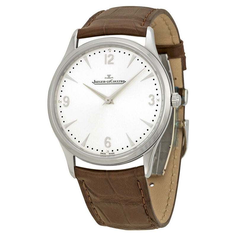 Jaeger Le Coultre Master Ultra Thin Silver Dial Brown Leather Men's Watch #Q1348420 - Watches of America