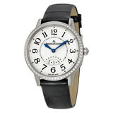 Jaeger LeCoultre Rendez-Vous White Dial Diamond Bezel Black Leather Ladies Watch #Q3478422 - Watches of America