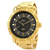 JBW 562 Black Crystal Dial Diamond Bezel Yellow Gold-tone Men's Watch #JB-6225-C - Watches of America