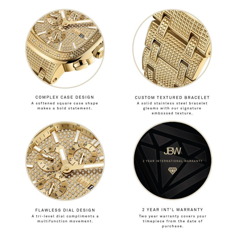 JBW Heist Quartz Diamond Gold Dial Men's Watch #J6380A - Watches of America #4