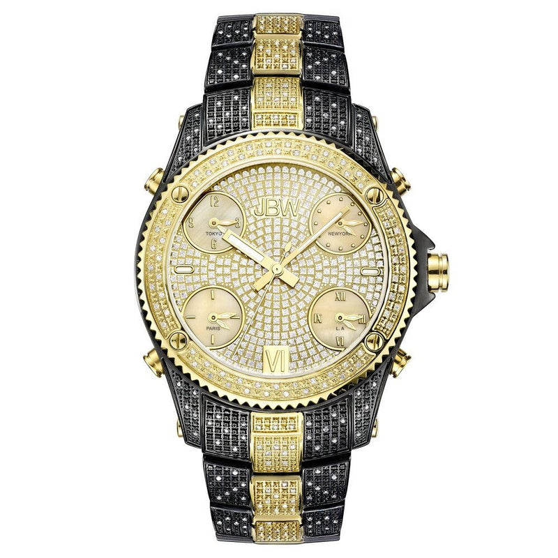 JBW Jet Setter Champagne Crystal Pave Dial Men's Watch #JB-6213-D - Watches of America