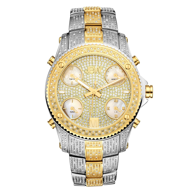 JBW Jet Setter Two-tone Diamond Multiple Time Zone Men's Watch #JB-6213-E - Watches of America