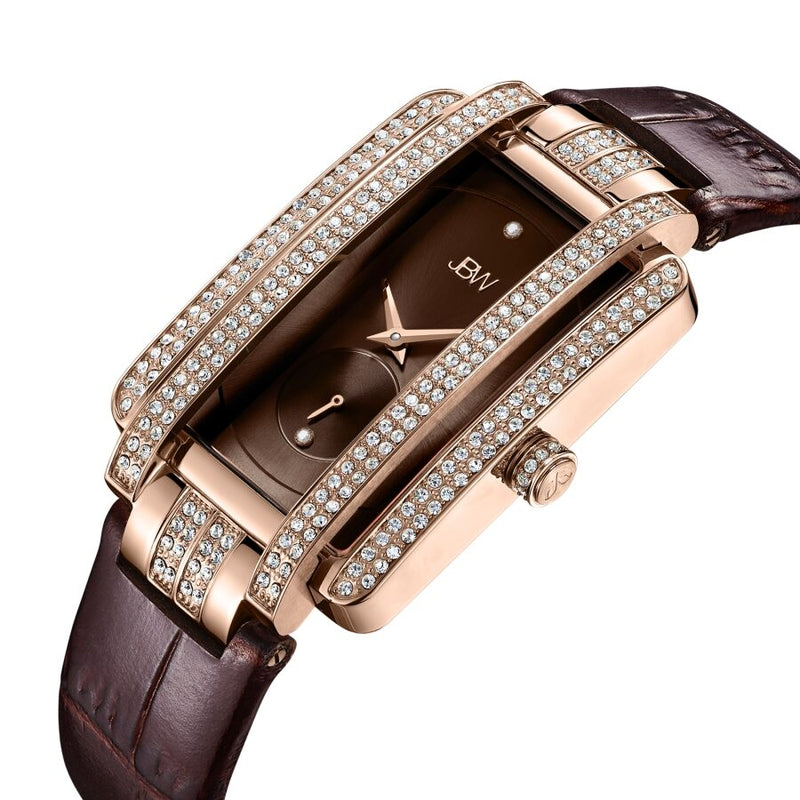 JBW Mink Quartz Diamond Crystal Brown Dial Ladies Watch J6358L B Watches of America