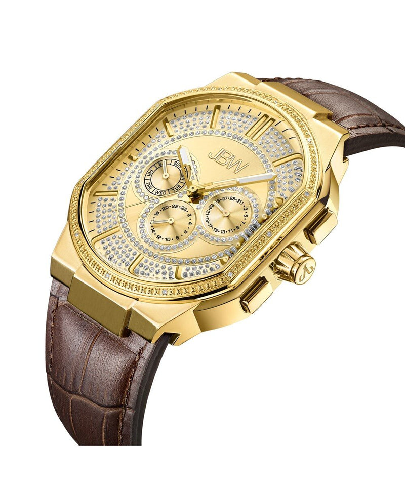 JBW Orion Diamond Gold Dial Brown Leather Ladies Watch #J6342B - Watches of America #2