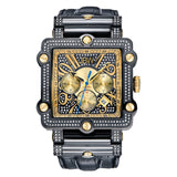 JBW Phantom Black Chronograph Crystal Dial Black IP Steel Diamond Men's Watch #JB-6215-238-F - Watches of America