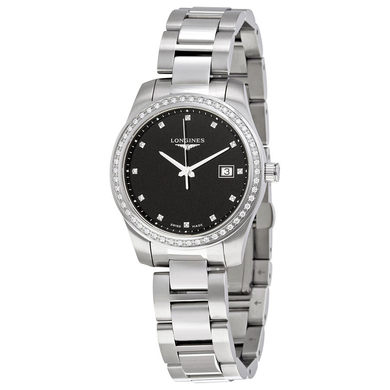 Longines Conquest Black Dial Diamond Ladies Watch #L3.401.0.57.6 - Watches of America