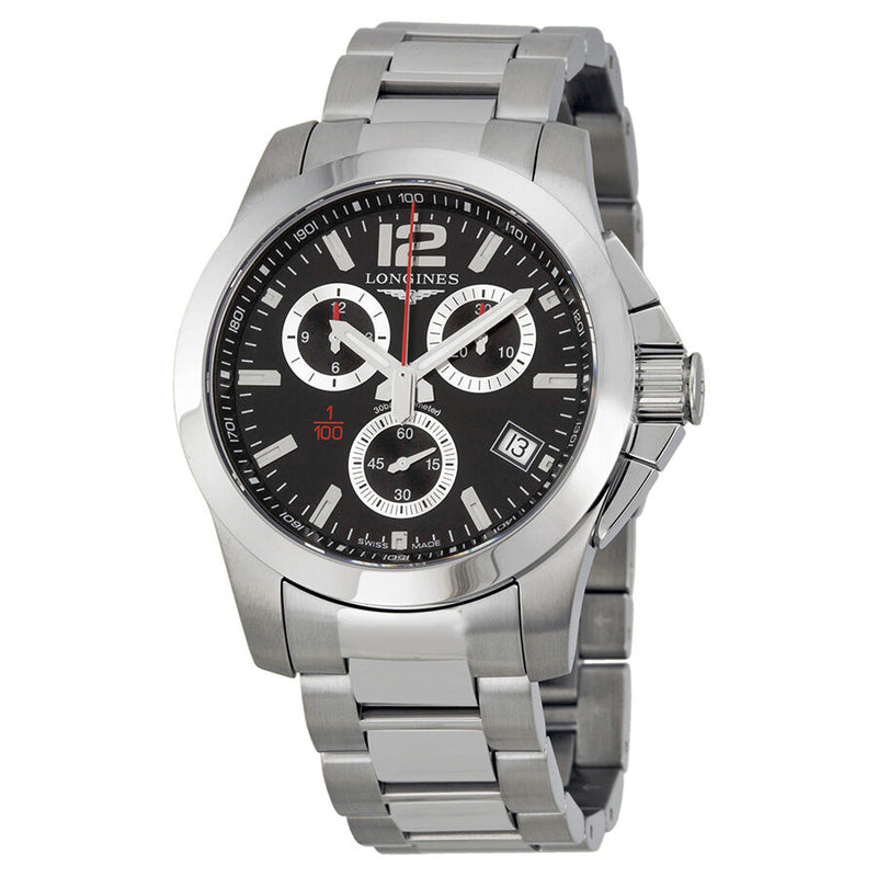 Longines Conquest Chronograph Black Dial Men's Watch #L37004566 - Watches of America