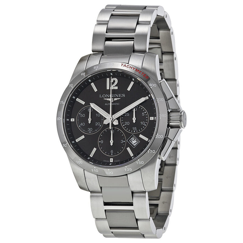 Longines Conquest Grey Dial Chronograph Steel and Ceramic Men's Watch L27444067#L2.744.4.06.7 - Watches of America