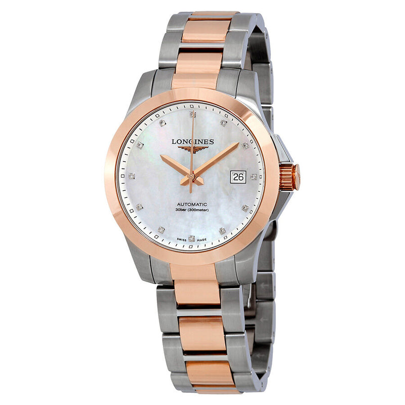 Longines Conquest Mother of Pearl Diamond Men's Watch #L3.676.5.87.7 - Watches of America