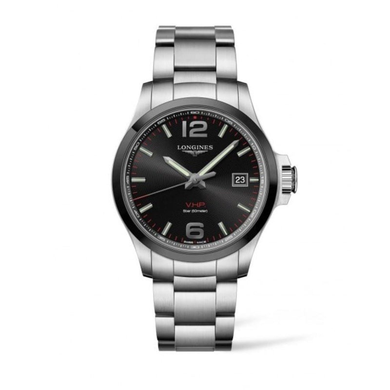 Longines Conquest Quartz Black Dial Men's Watch L37294566#L3.729.4.56.6 - Watches of America