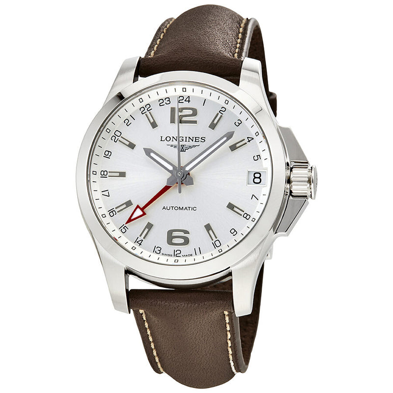 Longines ConquestAutomatic GMT Silver Dial Men's Watch L36874764#L3.687.4.76.4 - Watches of America