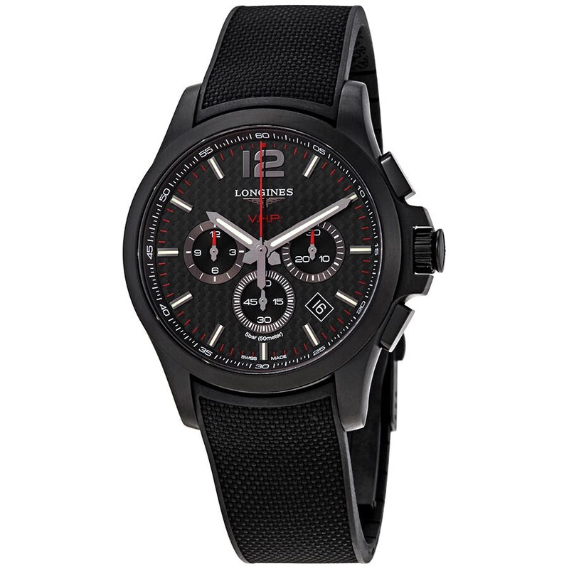 Longines Conquest V.H.P. Perpetual Chronograph Quartz Black Carbon Dial Men's Watch #L3.727.2.66.9 - Watches of America