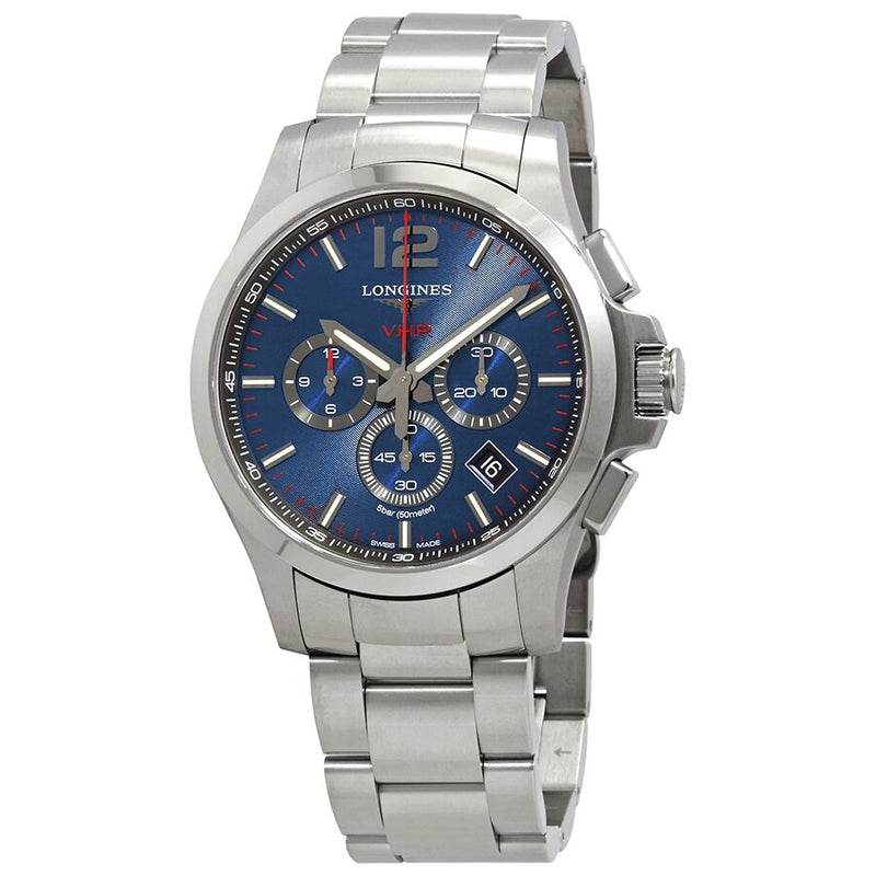 Longines Conquest V.H.P. Perpetual Chronograph Quartz Blue Dial Men's Watch #L37274966 - Watches of America
