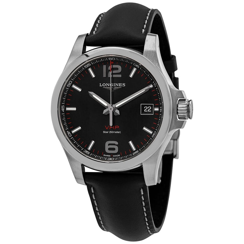 Longines Conquest V.H.P. Quartz Black Dial Men's Watch #L3.716.4.56.3 - Watches of America