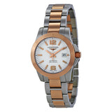 Longines Conquest White Dial Steel and Rose Gold Automatic Ladies Watch L32765167#L3.276.5.16.7 - Watches of America