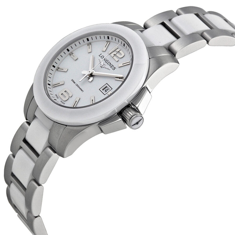 Longines Conquest White Dial White Ceramic and Stainless Steel Watch L32574167#L3.257.4.16.7 - Watches of America #2