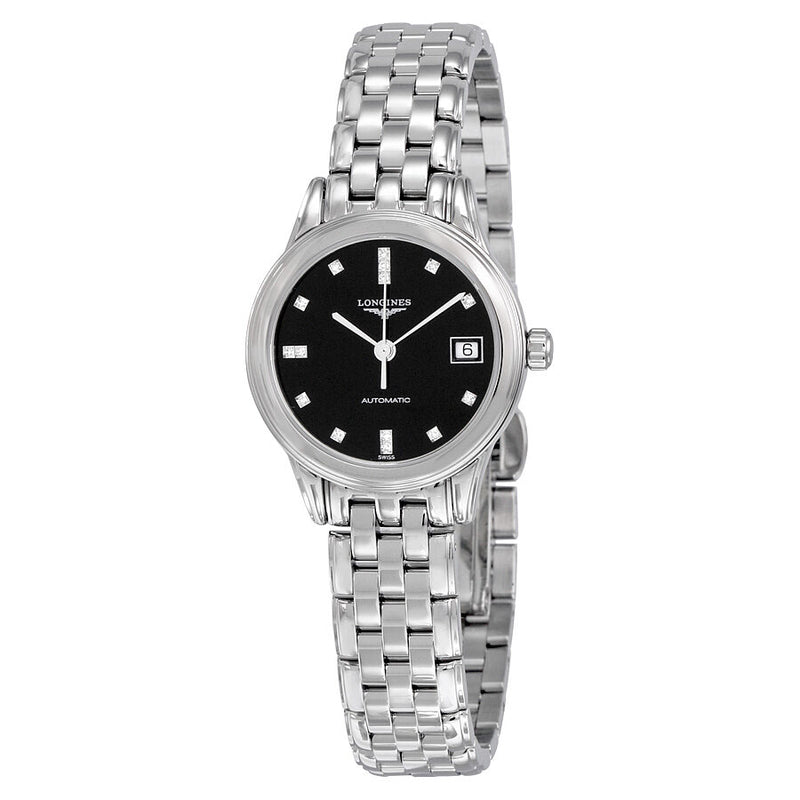 Longines Diamond Automatic Black Dial Stainless Steel Ladies Watch #L4.274.4.59.6 - Watches of America