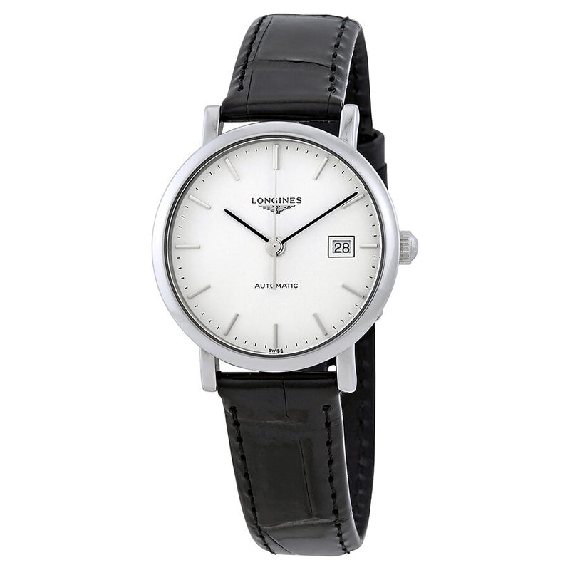 Longines Elegant Automatic White Dial Ladies Leather Watch #L43104122 - Watches of America