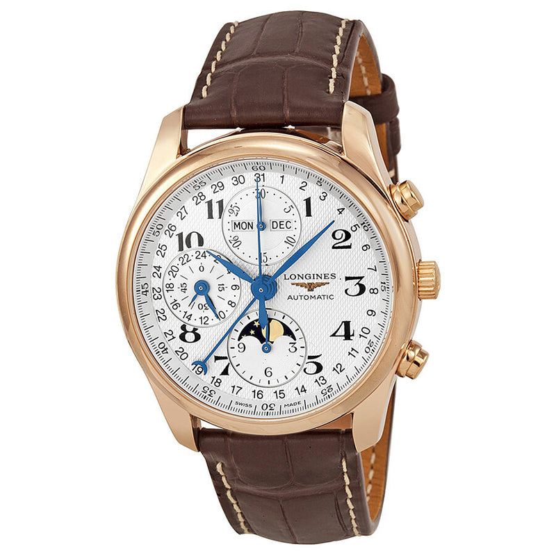 Longines Master Collection 18kt Rose Gold GMT Moonphase Automatic Chronograph Men's Watch L26738783#L2.673.8.78.3 - Watches of America