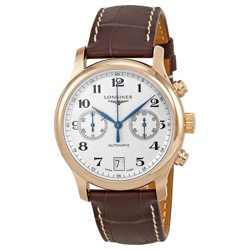 Longines Master Collection Silver Dial 18kt Rose Gold Brown Leather Men's Watch #L2.669.8.78.3 - Watches of America