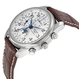 Longines Masters Automatic Chronograph White Dial Brown Leather Men's Watch #L26734785 - Watches of America #2