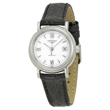 Longines Presence White Dial Black Leather Ladies Watch L43214152#L4.321.4.15.2 - Watches of America