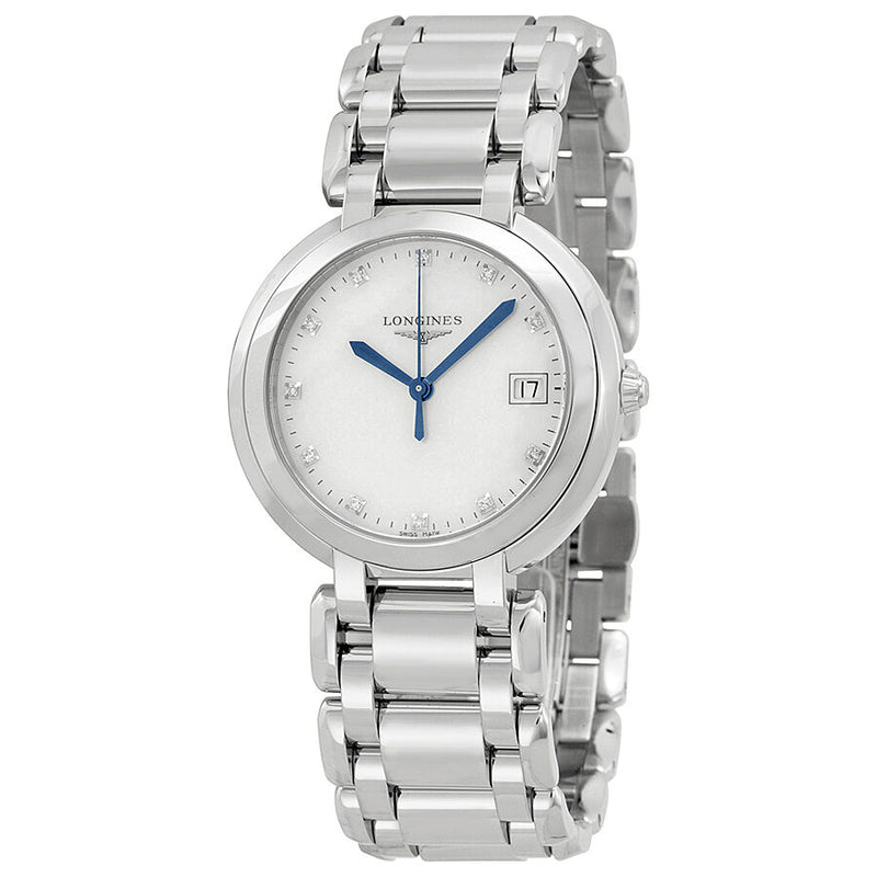 Longines Primaluna White Dial Diamond Stainless Steel Ladies Watch L81144876#L8.114.4.87.6 - Watches of America