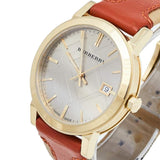 Burberry Women's Swiss Haymarket Check Fabric and Smooth Orange Leather Strap Women's Watch BU9016 - Watches of America #3