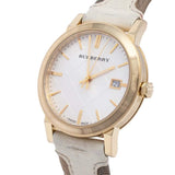 Burberry BU9015 Women's Swiss Heymarket Check Fabric and White Leather Band White Dial Women's Watch BU9015 - Watches of America #3