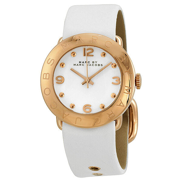 Marc by Marc Jacobs Amy White Dial White Leather Ladies Watch MBM1180 - Watches of America