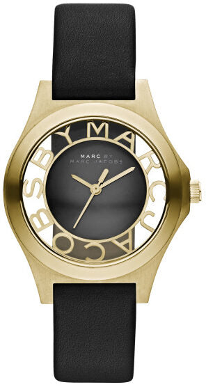 Marc by Marc Jacobs Henry Black Dial Black Leather Ladies Quartz Watch MBM1340 - Watches of America