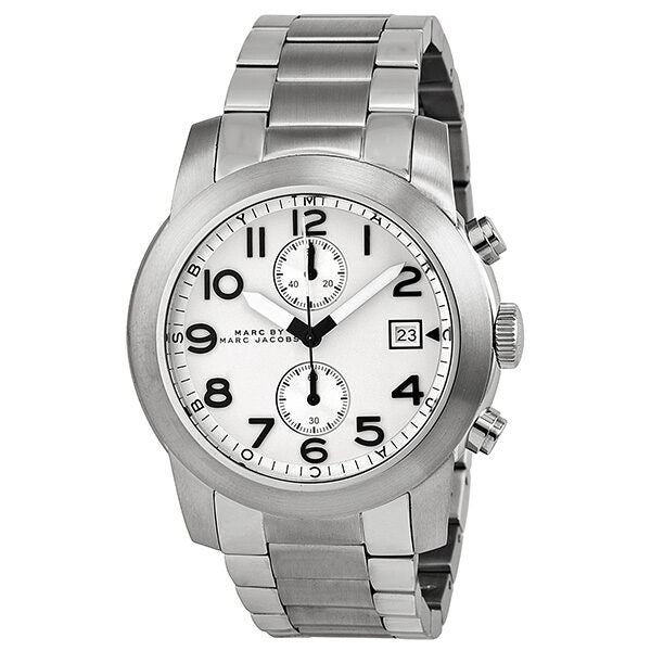 Marc by Marc Jacobs Larry Chronograph White Dial Stainless Steel Men's Watch MBM5030 - Watches of America