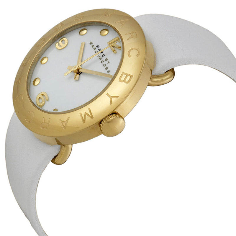 Marc by Marc Jacobs Amy White Dial Gold-tone White Leather Ladies Watch MBM1150 - Watches of America #2