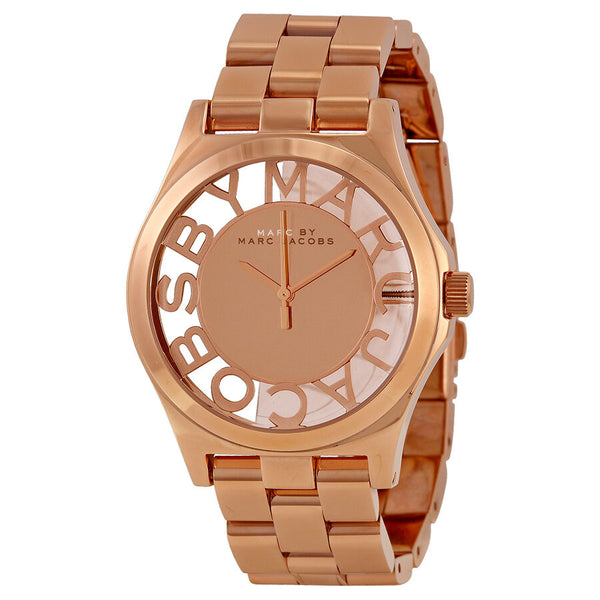 Marc by Marc Jacobs Henry Skeleton Dial Rose Gold-Tone Steel Ladies Watch MBM3207 - Watches of America