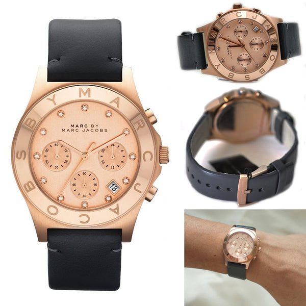 Marc By Marc Jacobs Blade Rose Gold Women's Leather Chronograph Watch MBM1188 - Watches of America #2