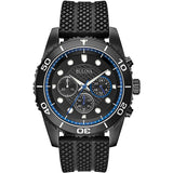 Bulova Cronógrafo Cuarzo Esfera Negra Negro Silicona Reloj Hombre 98A211