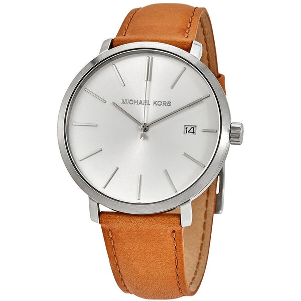 Michael Kors Blake Quartz Silver Dial Brown Leather Men's Watch #MK8673 - Watches of America