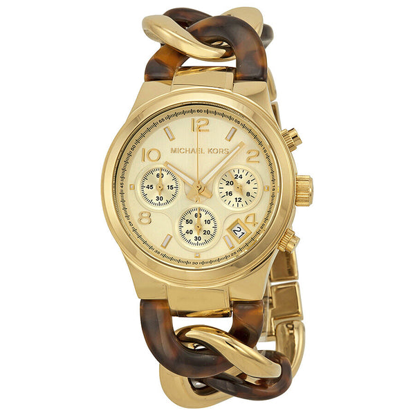 Michael Kors Chain Link Acrylic Gold-tone Ladies Watch MK4222 - Watches of America