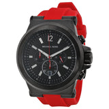 Michael Kors Dylan Chronograph Black Dial Red Silicone Men's Watch MK8382 - Watches of America