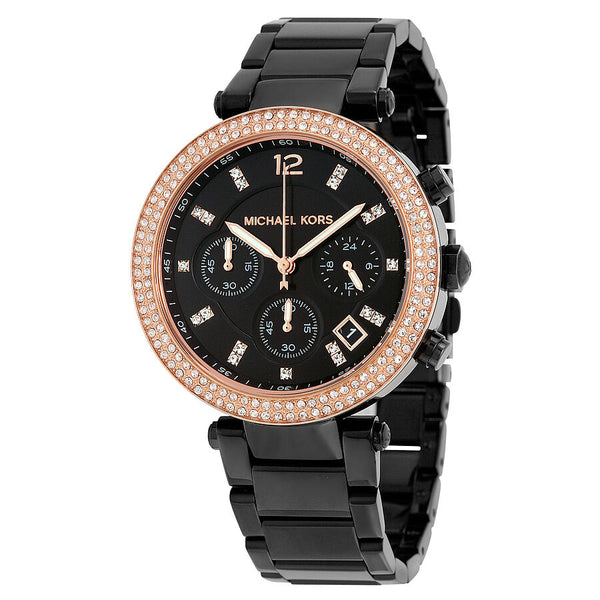 Black michael kors watch women hot sale