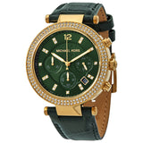 Michael Kors Parker Chronograph Quartz Crystal Green Dial Ladies Watch MK6985 - Watches of America